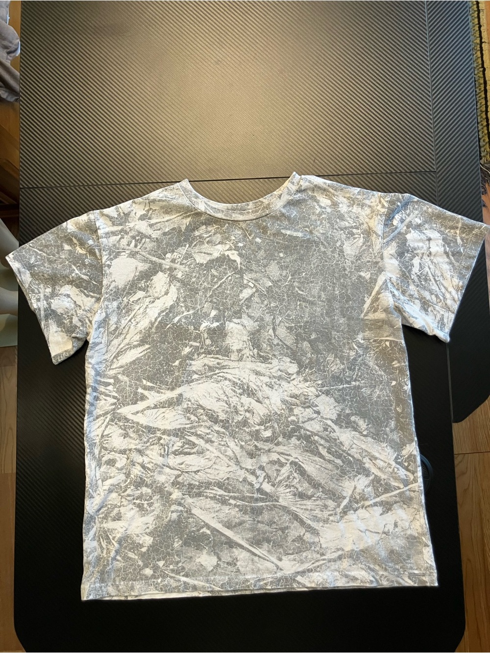 Marble-Effect Cotton Crewneck T-Shirt - White & Gray